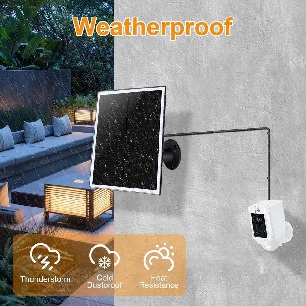 Efficient Solar Panel Charger for Ring Spotlight & Stick Up Camera - 1Pack