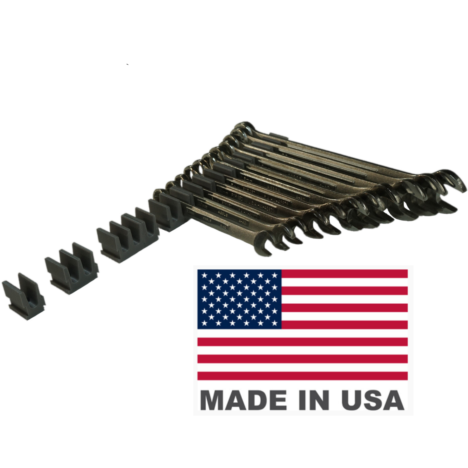 Modular Wrench Organizer | Compact Tool Storage | Slots hold 18 Tools SAE or mm