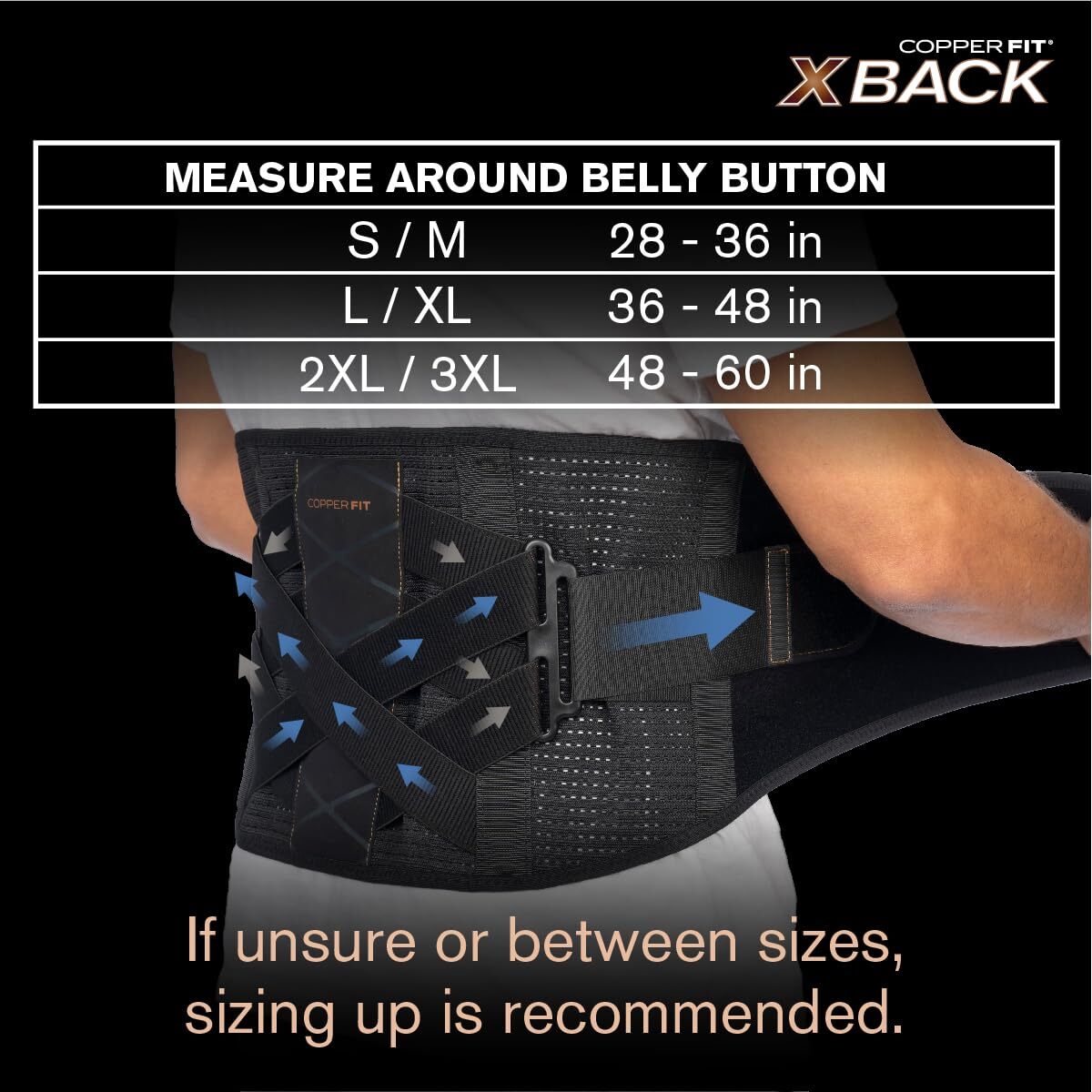 Copper Fit X-Back Brace for Lower Back Pain, Lumbar Support (2XL/3XL)