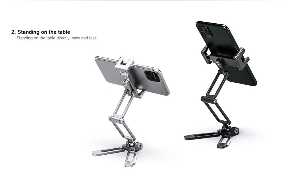 Leofoto PS-4 Foldable Multi-Functional Smartphone Clamp Silver