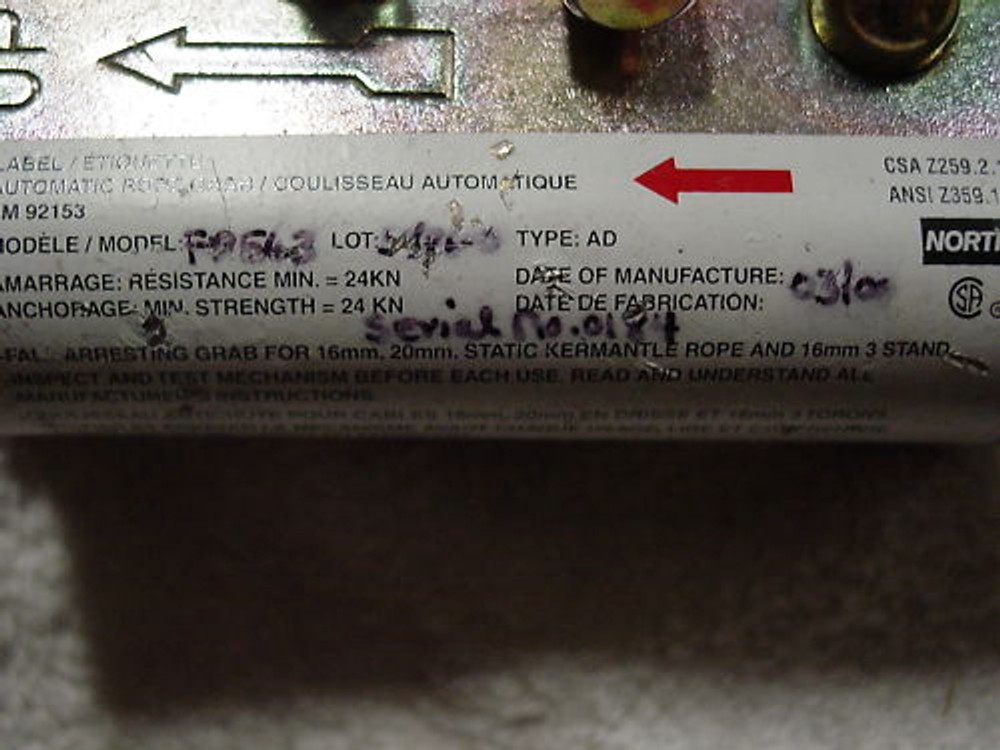 NORTH FP563 AUTOMATIC ROPE GRAB ARREST NEW