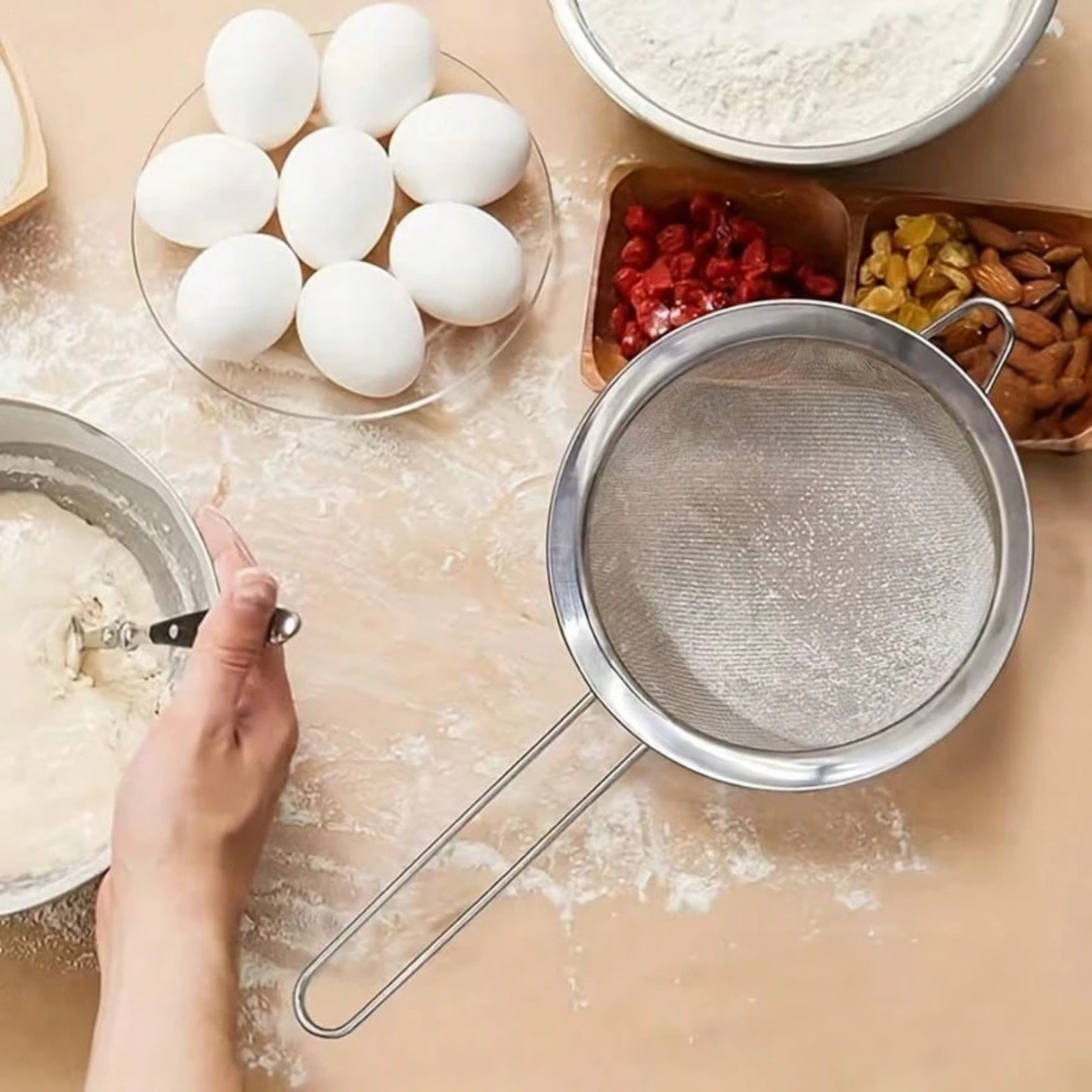 1pc Mini Stainless Steel Strainers Fine Mesh Shifter With Handles Filtering tool