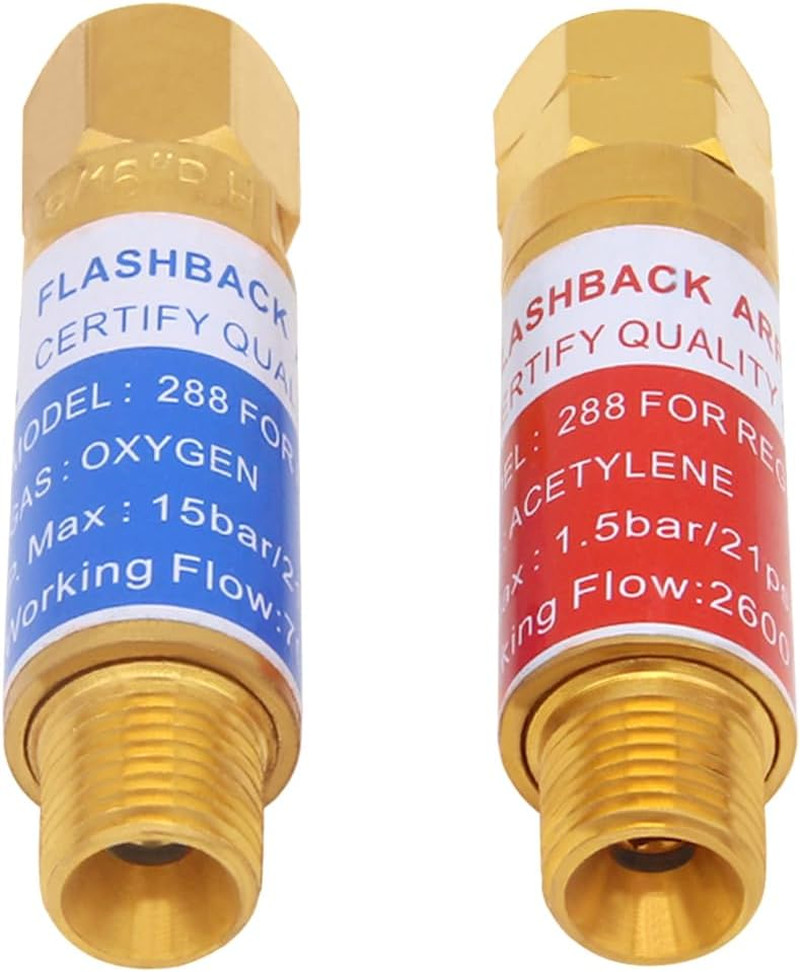 Oxygen & Acetylene Flashback Arrestors Set for Regulator 9/16-18 Thread
