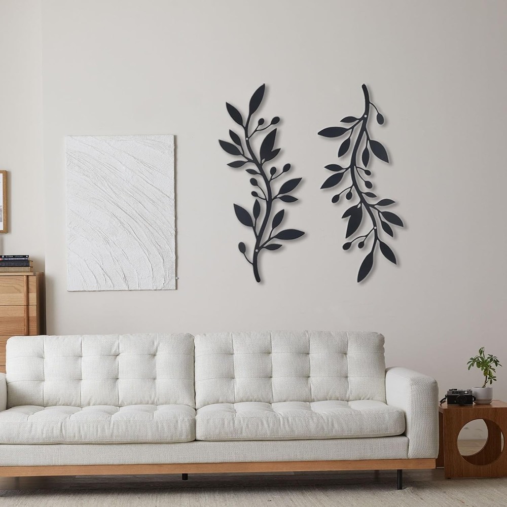 2 Pieces Metal Vine Olive Branch Leaf Wall Decor,Tree Leaf Wall Decor