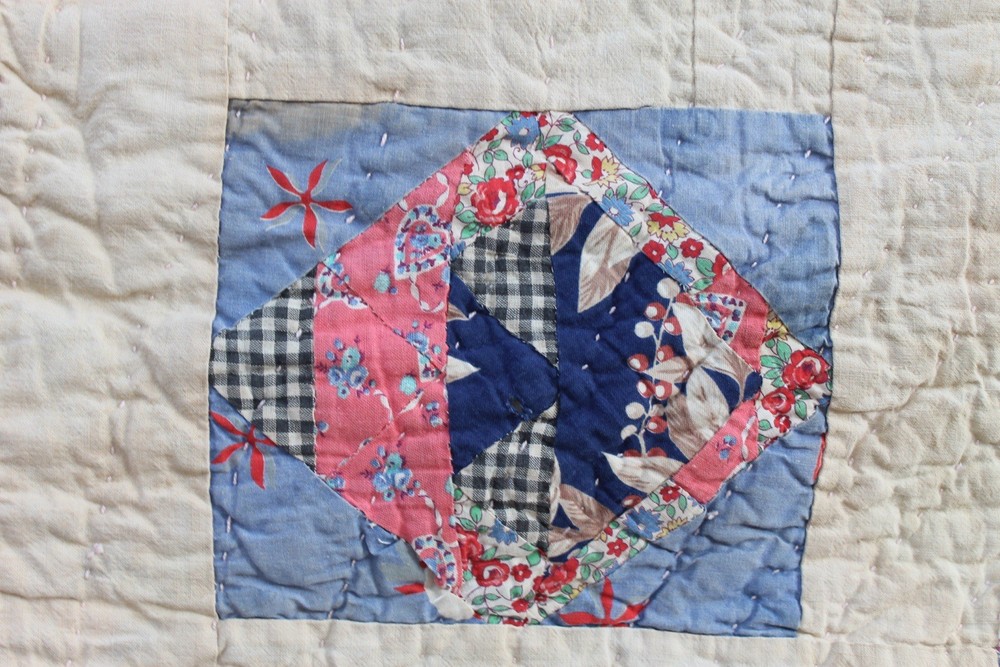 Antique Double Sided Scrap Frame Medallion Patchwork Quilt RARE