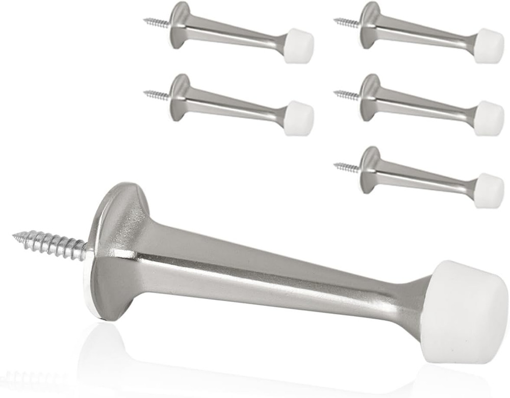 6 Pack Solid Rigid Door Stops - Heavy Duty Door Stoppers Wall Protector with Sof
