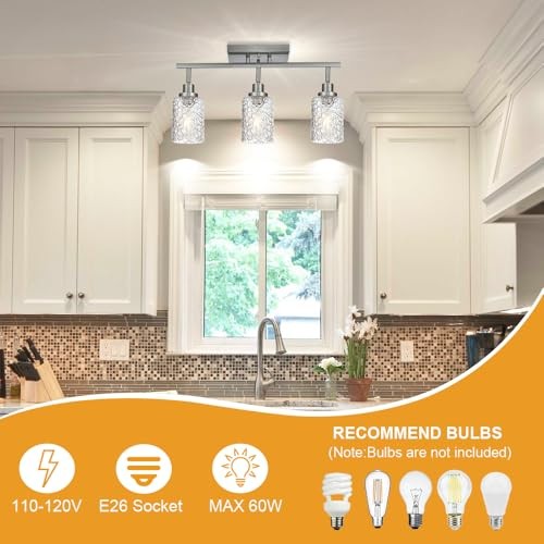 Brushed Nickel Semi Flush Mount Ceiling Light with Rotatable 3 Light