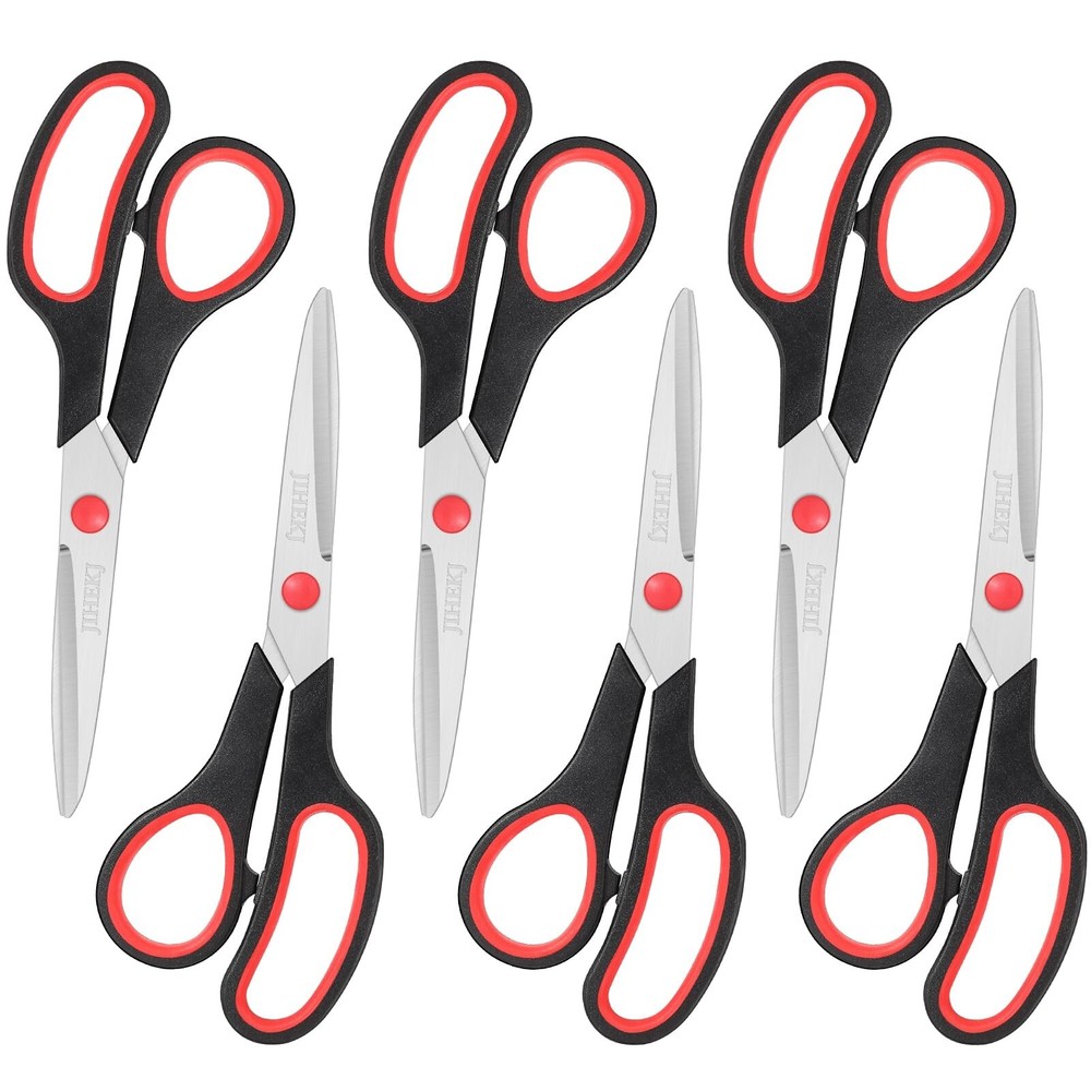 Scissors Bulk black 6-Pack, All Purpose Scissors Stainless Steel Sharp Scisso...