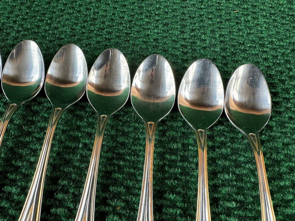 Hampton Silversmiths HSV209 Gold Accent Beaded Flatware 68 Pieces
