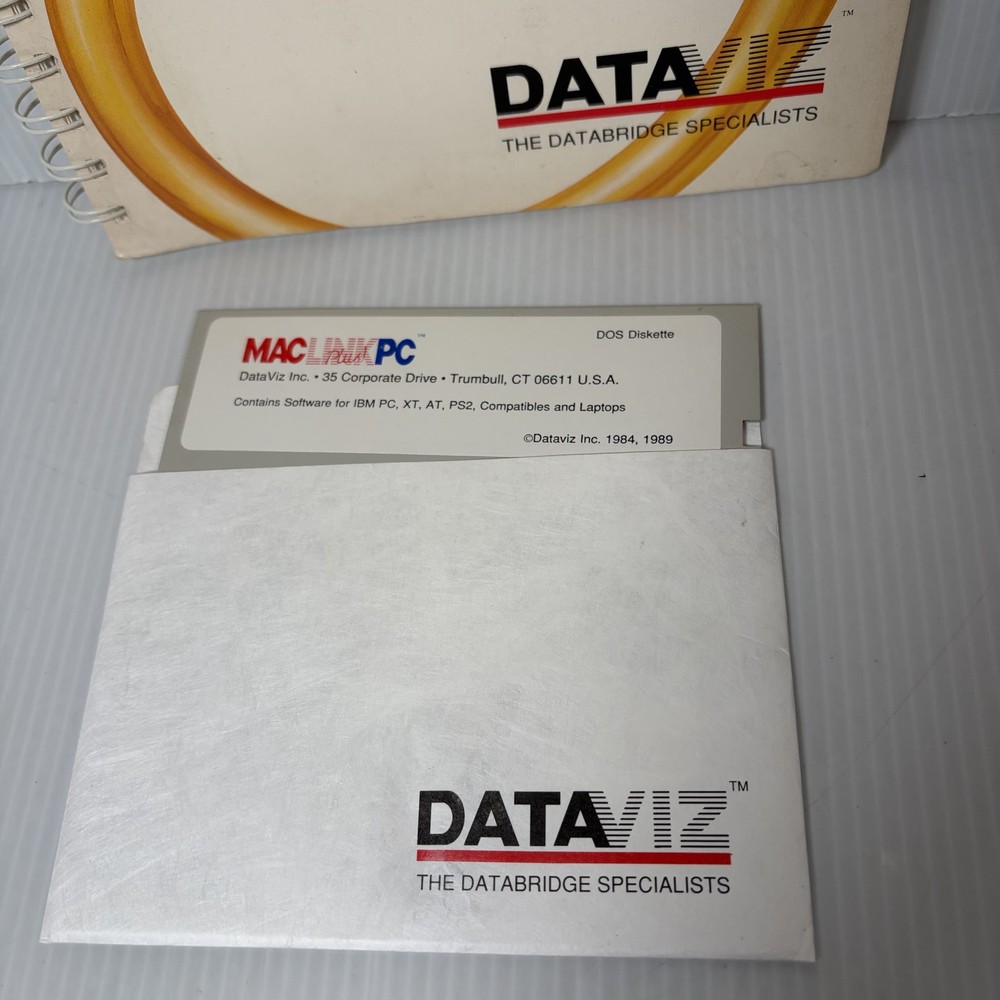 DataViz MacLink Plus PC DOS Software & Manual IBM PC XT AT PS2