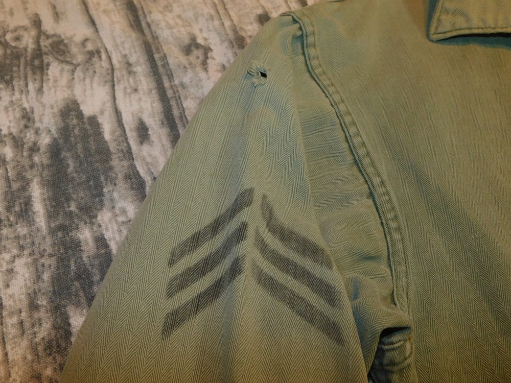 VTG 1940's USMC HERRINGBONE JACKET WWII BUTTON UP