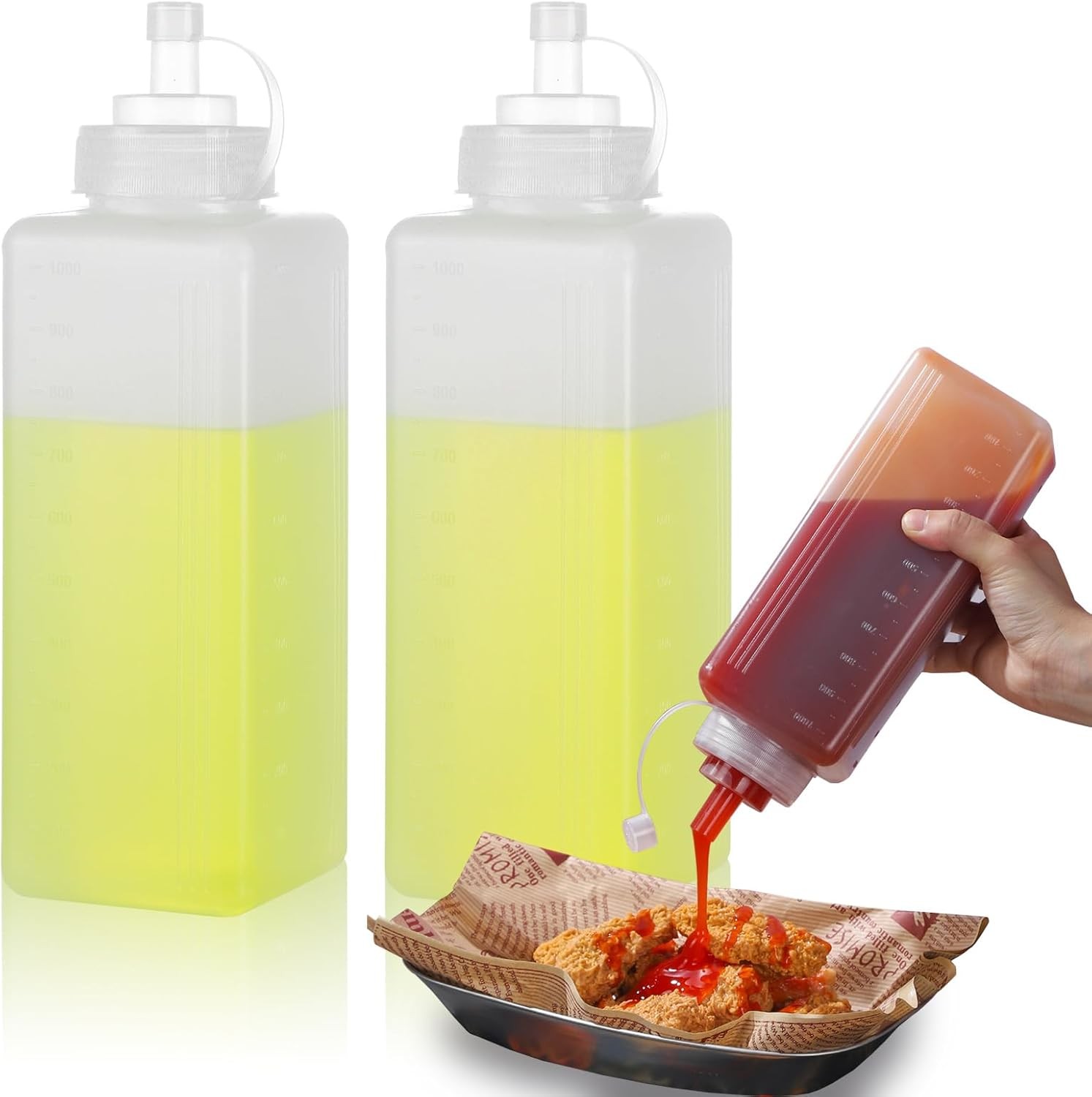 2 Packages 1 Quart Large Squeeze Bottle Salsa Dispenser