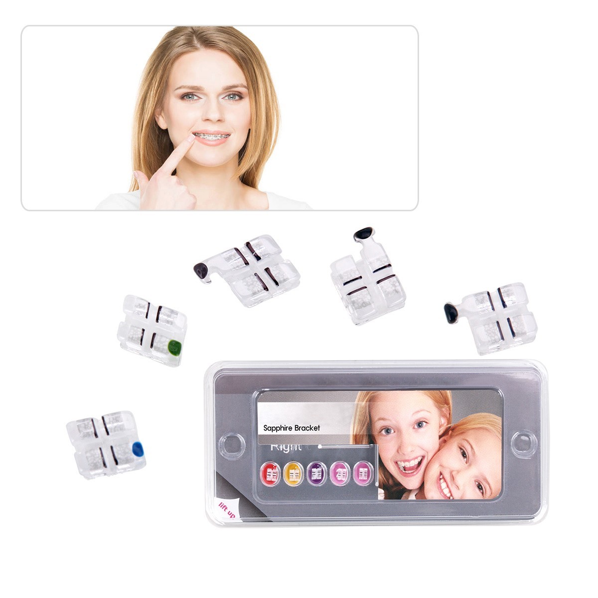 AZDENT Dental Orthodontic Sapphire Bracket Ceramic Braces Roth/MBT 022 Hooks 345