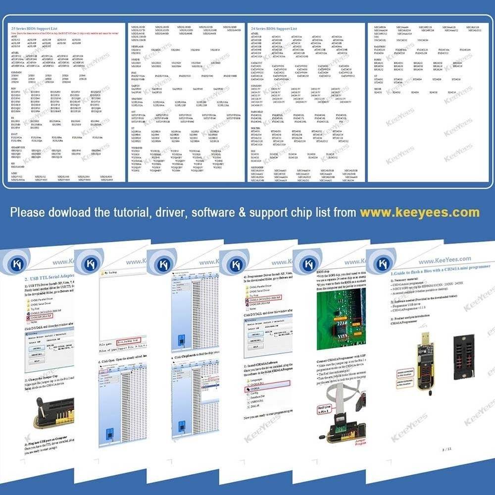 Complete BIOS Chip Programming Kit: CH341A Programmer & SOIC8 Clip with Tutorial