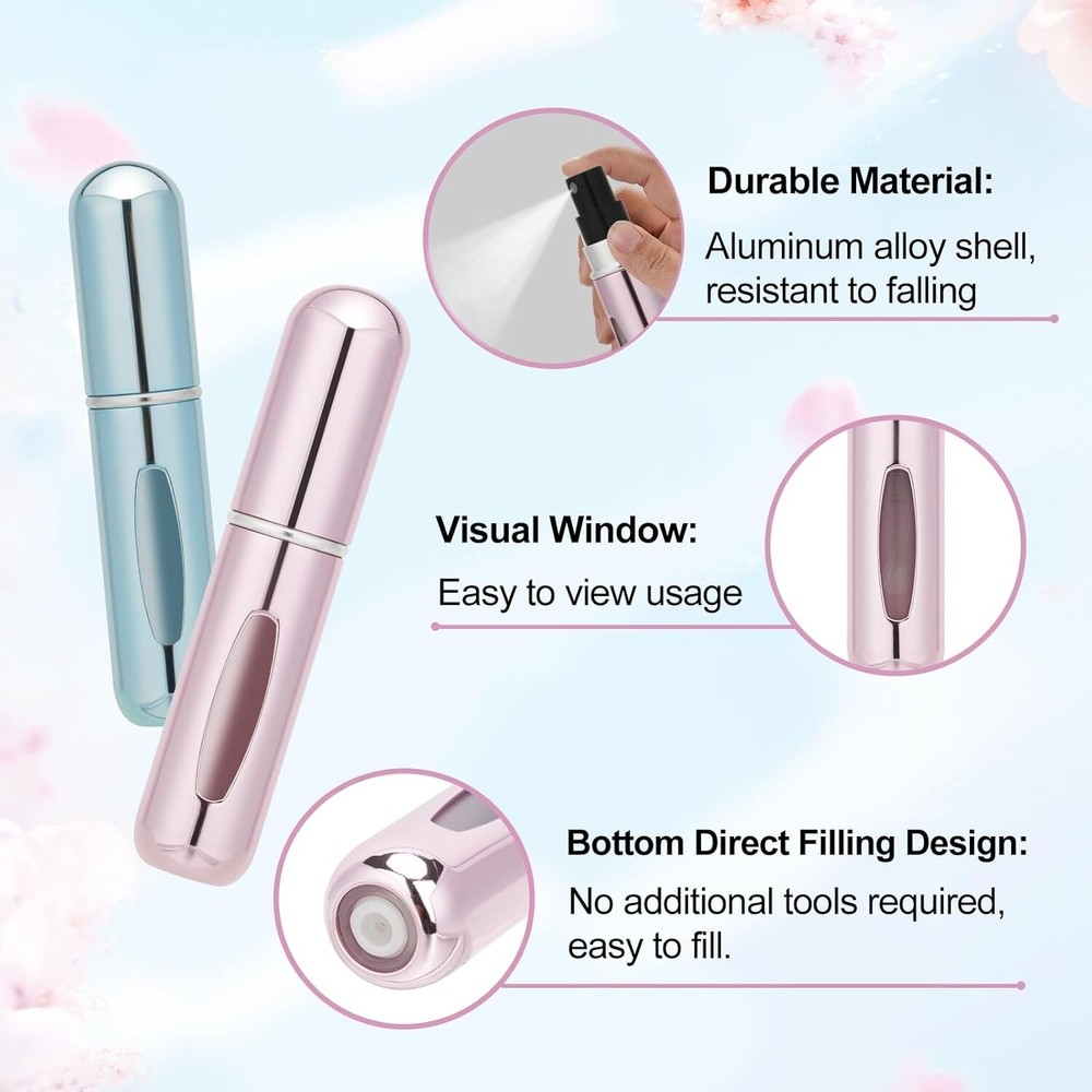4Pcs Mini Refillable Perfume Atomizer Bottles 5ml Travel Size Spray