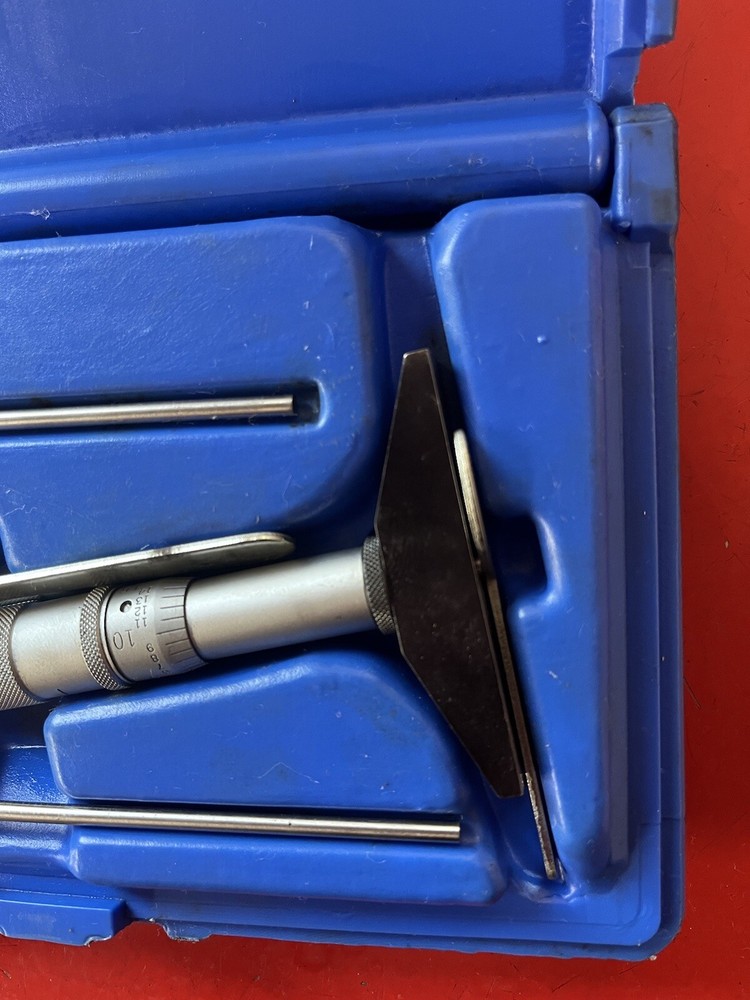 Central Tools Depth Micrometer #6240 With 2 Rods And Manual In Plastic Case