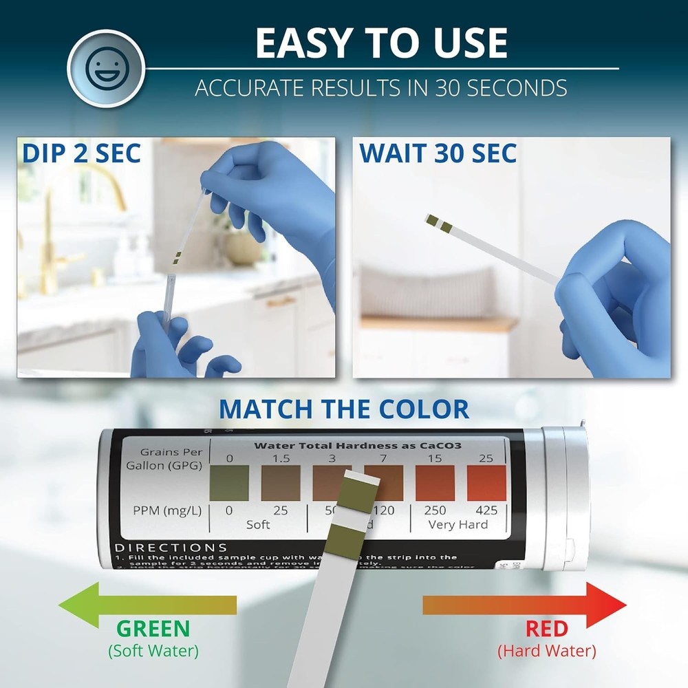 200 Water Hardness Testing Strips with Sample Cup - Accurate & Reliable Testing