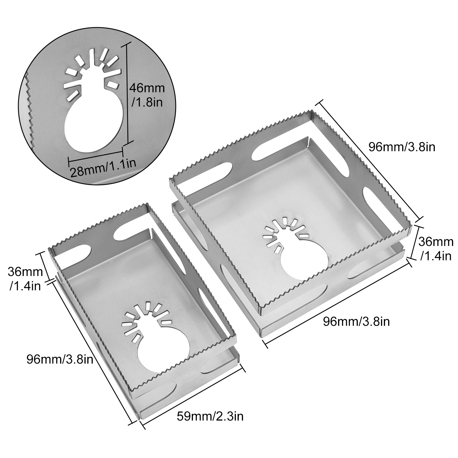 2Pcs Square Slot Cutter for Dewalt Oscillating Multi-Tool Drywall Outlet Cutter