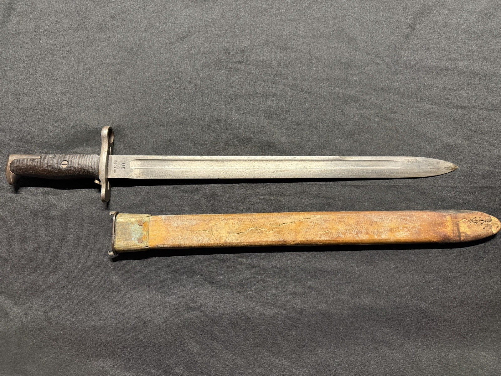 WWI WW1 US AEF Springfield Armory SA M1905 Bayonet / Scabbard! Dated 1916!