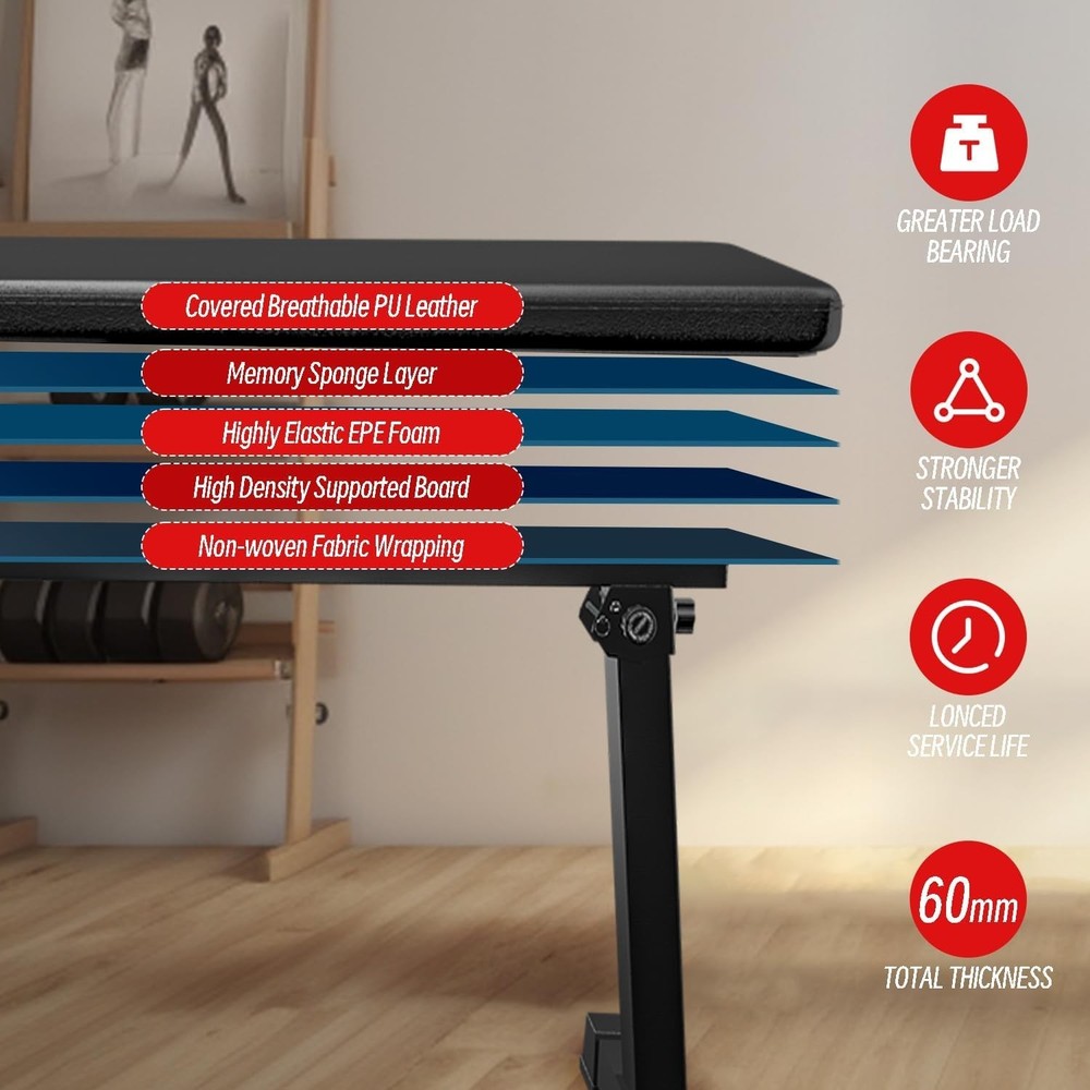 Flat Bench Flat Weight Workout Exercise Bench Easy,Assembly,Foldaway Bench