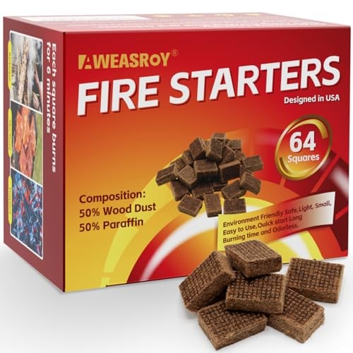 Fire Starter Squares 64 - Fire Starters for Fireplace,Chimney,BBQ
