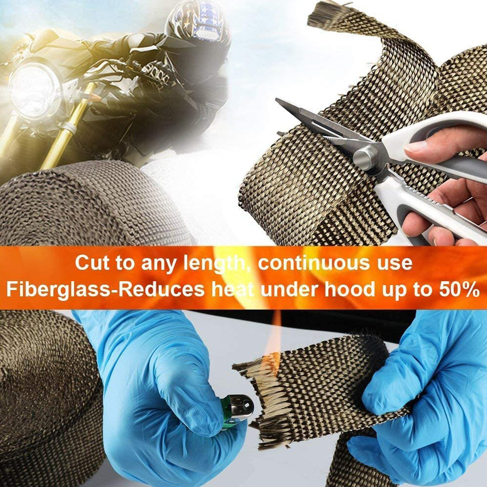 2 Roll x 2" 50FT Black Exhaust Wrap Header Manifold Fiberglass Heat Wrap Tape