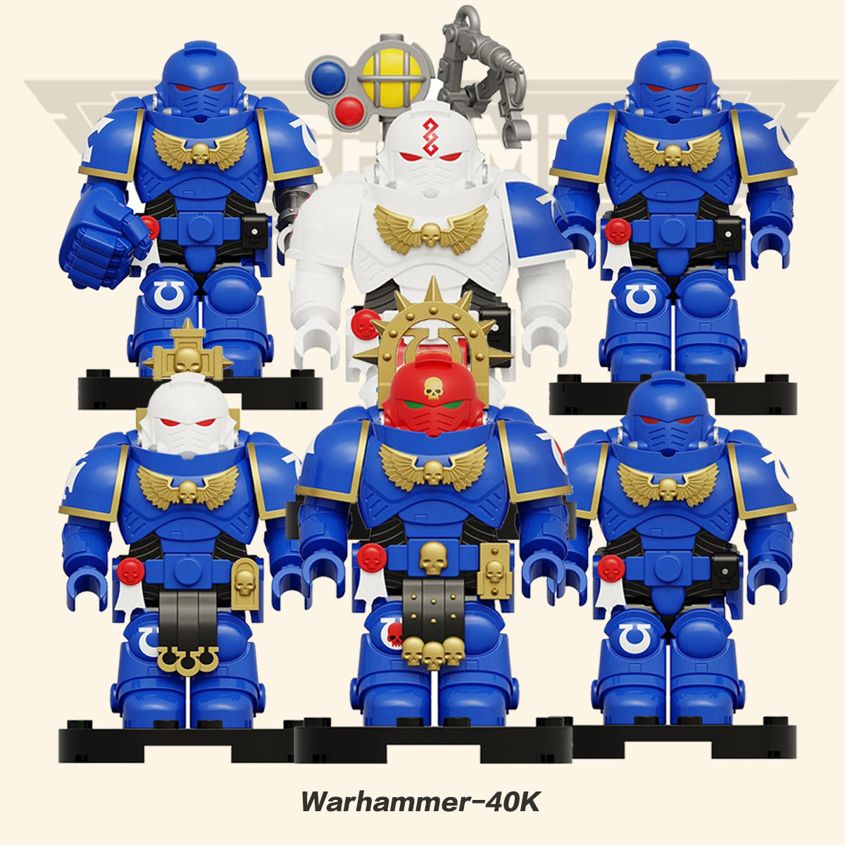 Space Marine –Custom Minifigure with Primaris Armor & Weapons – UltraMarine