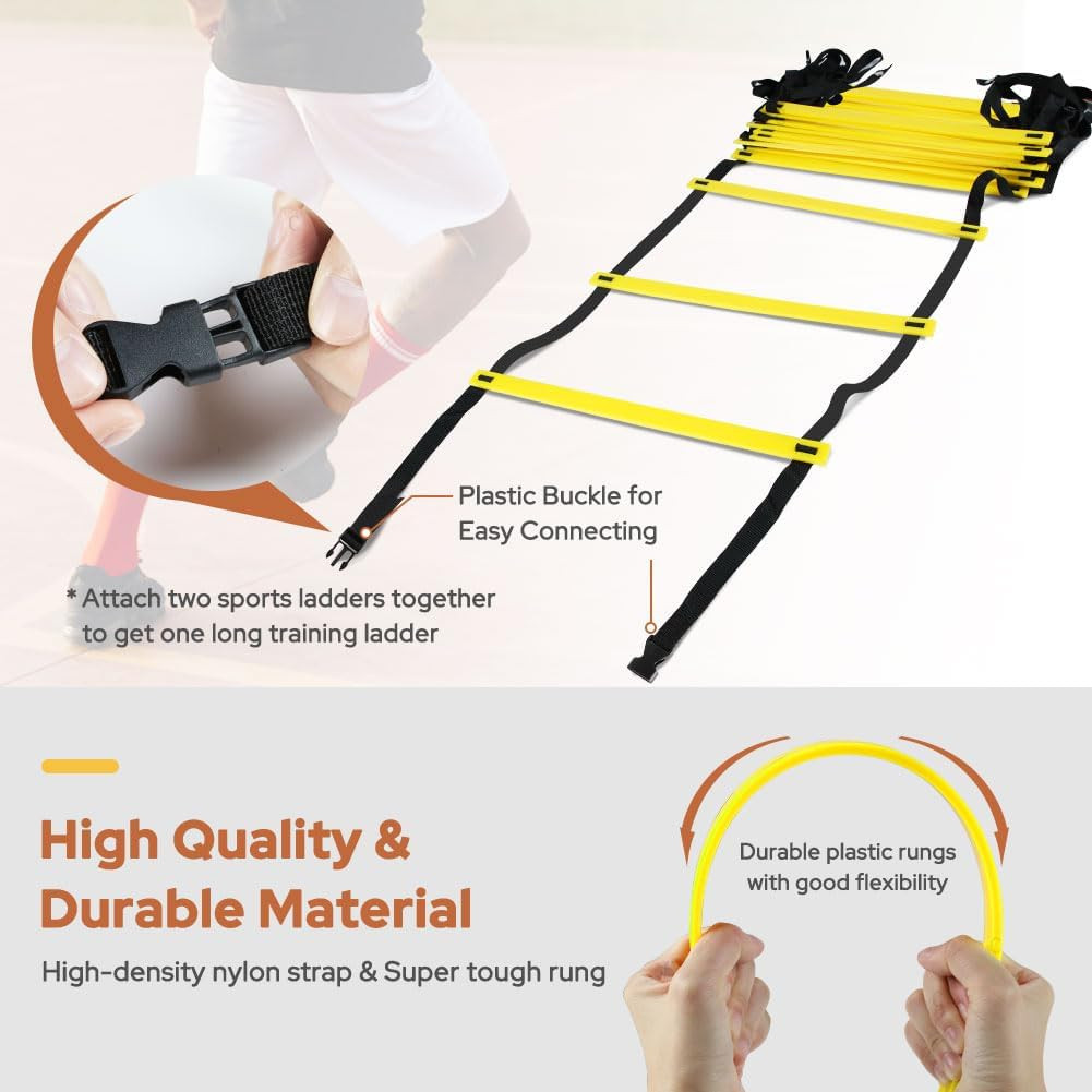 Pro Agility Ladder Agility Training Ladder Speed 12 Rung 20ft with Carrying Bag