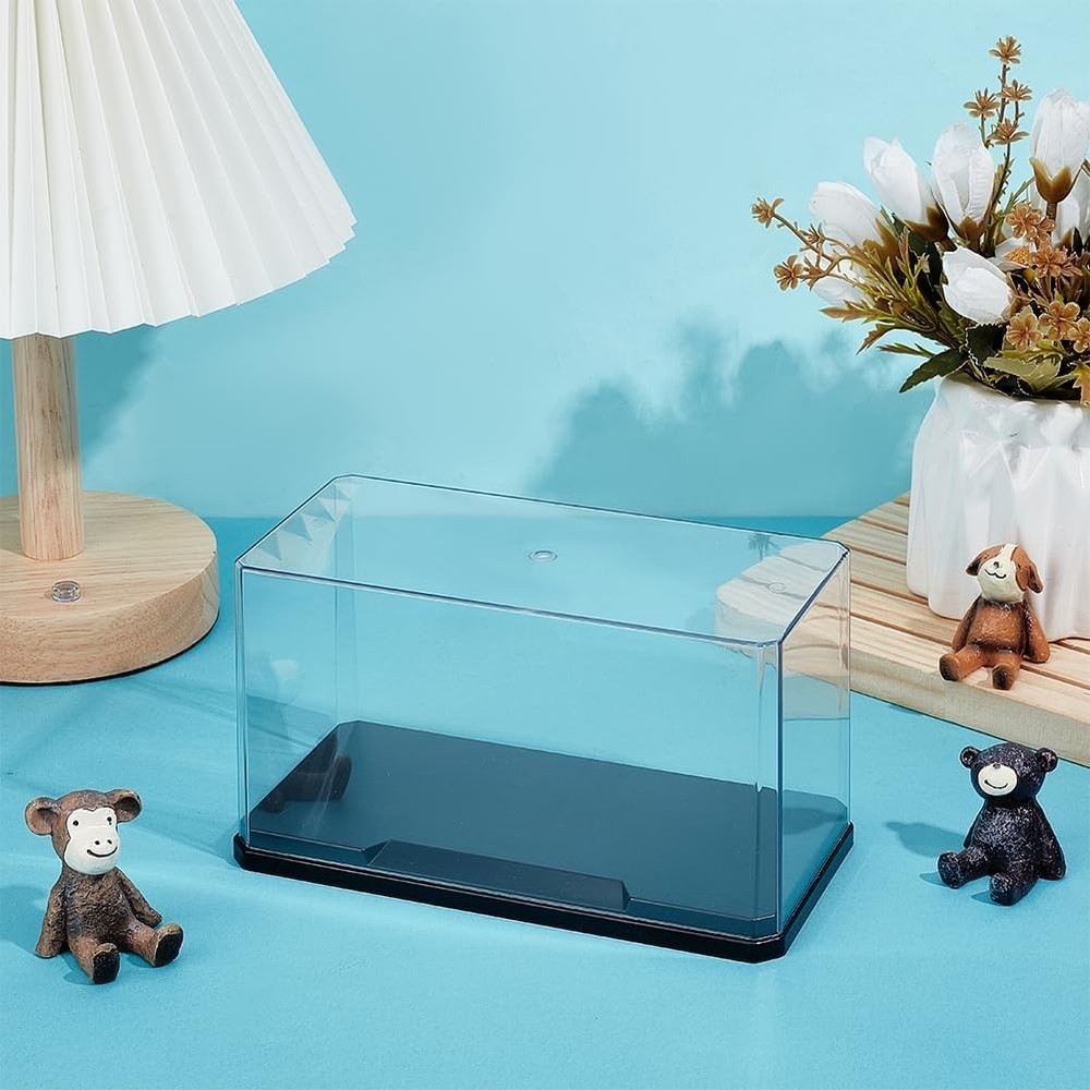 Clear Plastic Display Case 7x3.5x4 Inch Display Stand Box Self-Assembl Displa...