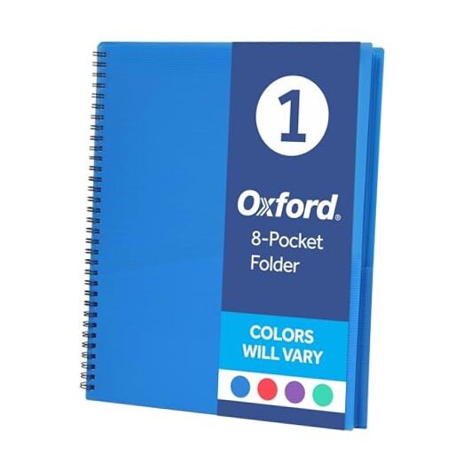 Poly 8-Organizer, Letter Size Folder, Durable Translucent Poly, Wire Pocket