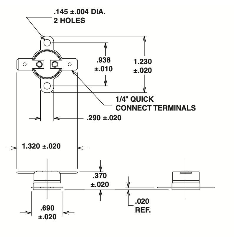 Stancor STO-60 Bi-Metal Thermostat Switch Opens @ 55-65F Closes @ 35-45F 15-amp