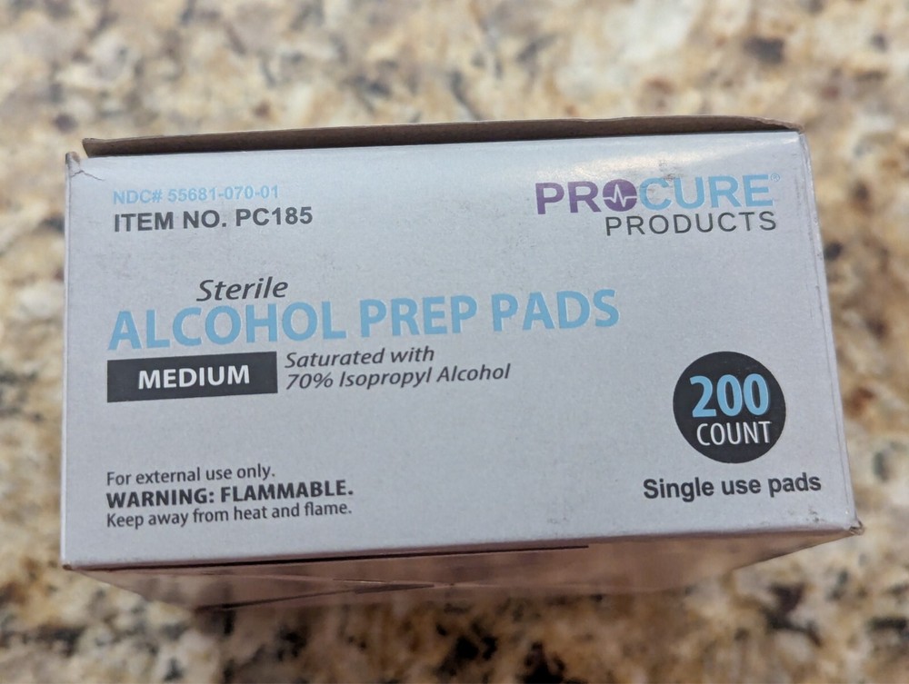 ProCure Sterile Alcohol Prep Pads Medium 200 Count PC185
