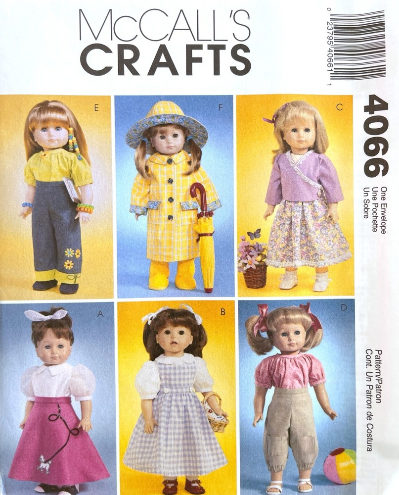McCall's Doll Clothes Pattern 4066 Size 18" UNCUT