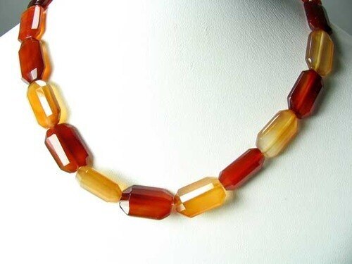 Faceted Carnelian Agate 12x18mm Rectangular Beads | 5 Beads |