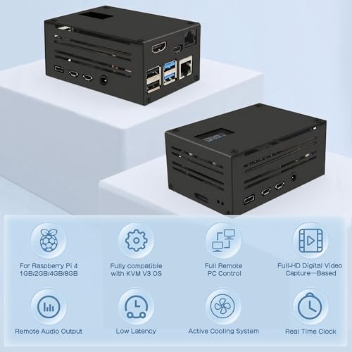 KVM-A3 Kit for Raspberry Pi 4 Open Source KVM Over IP Compatible with KVM V3