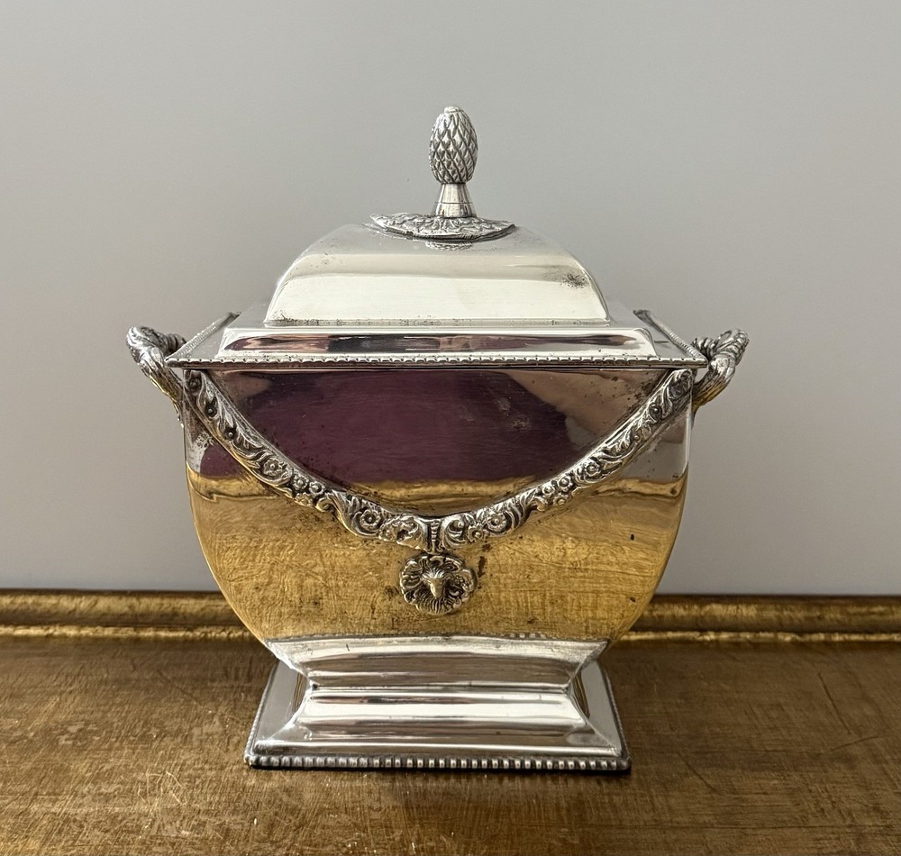Decorative Only Silver Plate Tea Candy Jar
