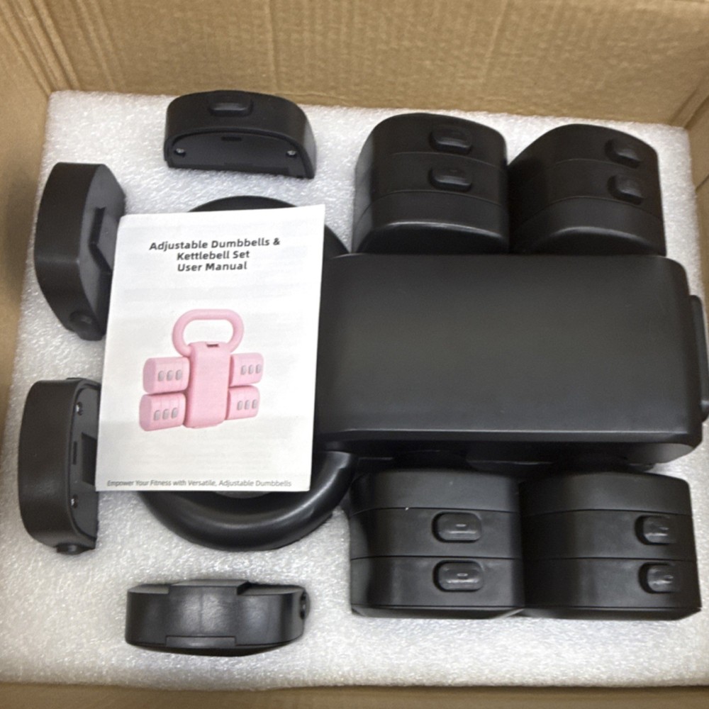 Adjustable Black Plastic Dumbbell & Kettlebell Set Adjustable Weight