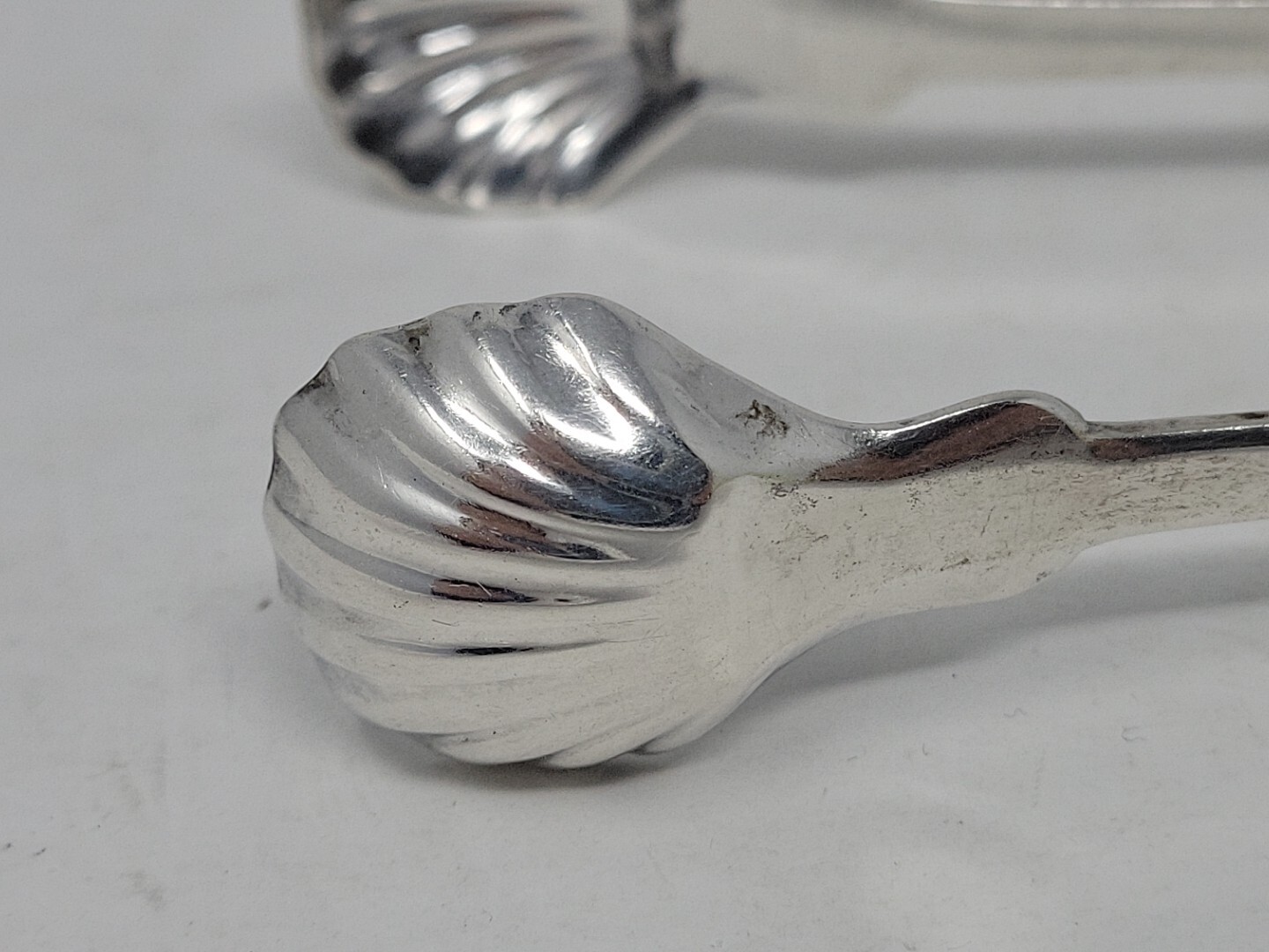 American Coin Silver Stoddard Sugar Tongs 1818-1847 New York, NY Shell Shaped