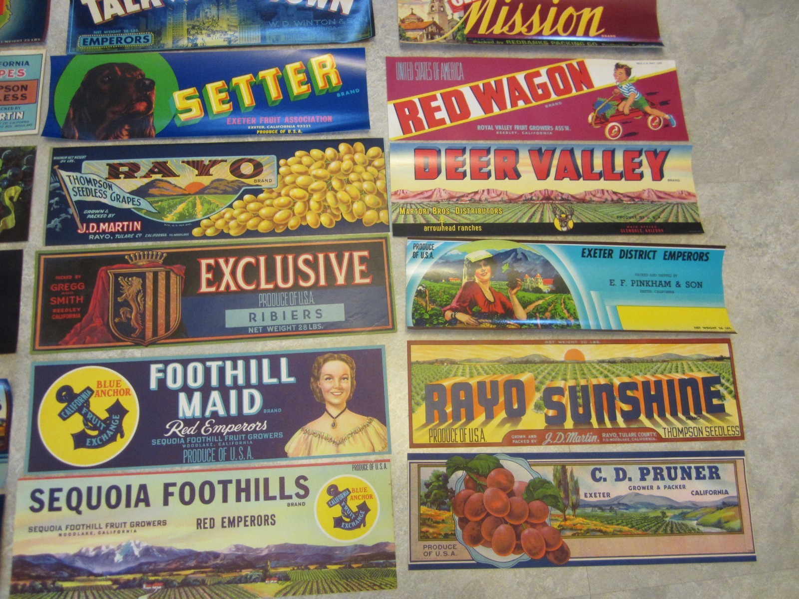 Lot of 40 Old Vintage - CALIFORNIA GRAPE - Crate LABELS - ALL DIFFERENT - Grapes