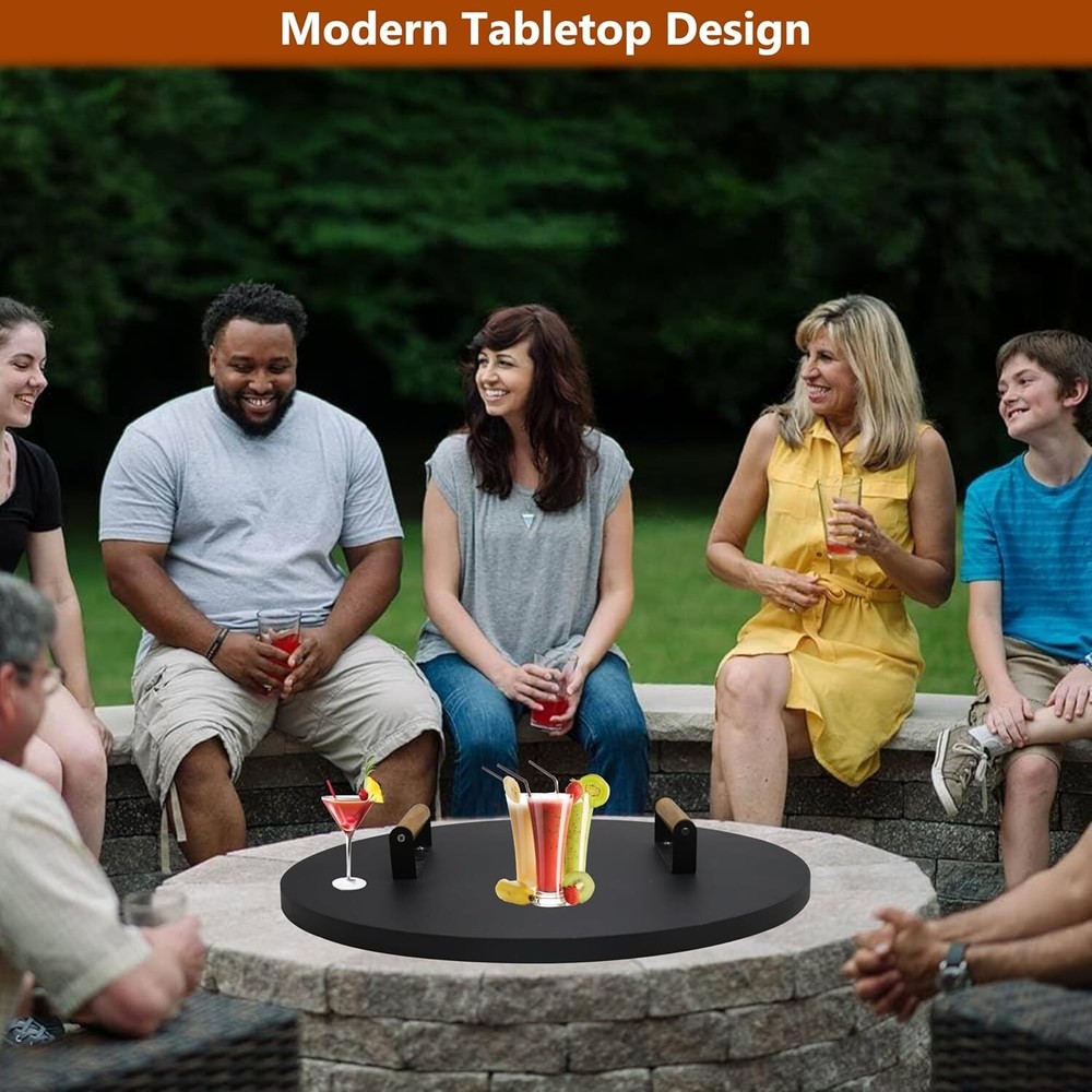 FEBTECH Outdoor Firepit Cover Round 22" - Carbon Steel Solid Fire Pit Lid