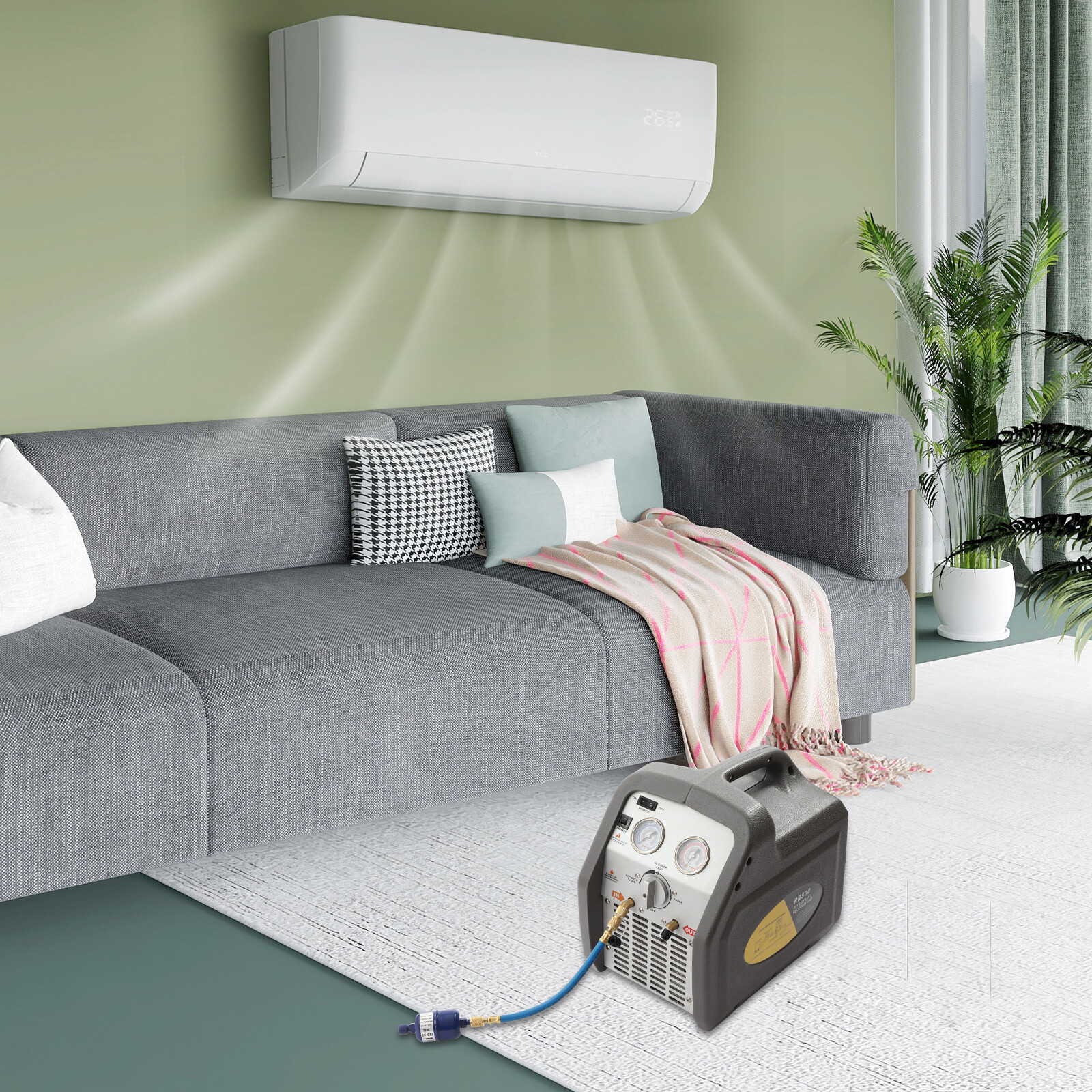 A/C Refrigerant Recovery Machine for hvac freon reclaim 3/4HP 110V/60Hz 558psi