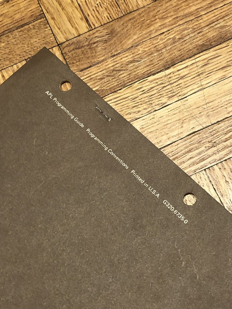 Vintage IBM APL Programming Guide & Programming Conventions - First Editions