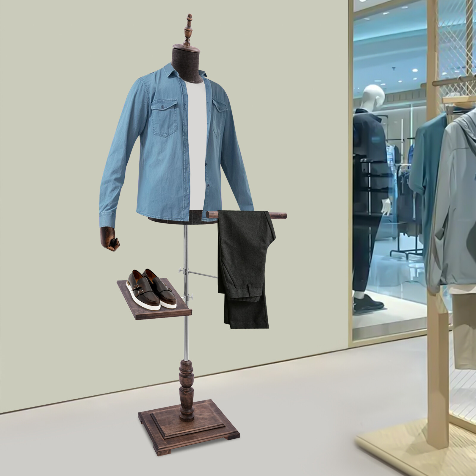 Adult Male Pinnable Dress Form Mannequin Torso with Flexible Arm Clothes Display