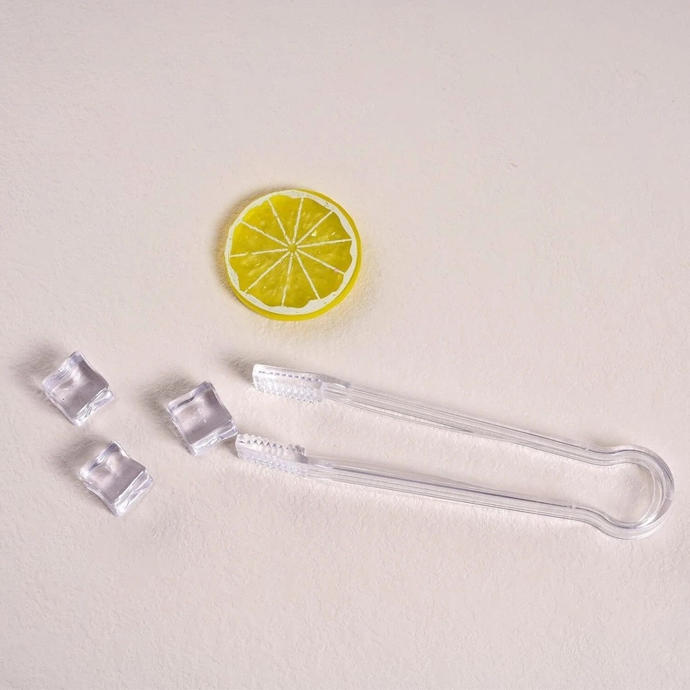 10PCS Clear Plastic Buffet Serving Tongs Mini Kitchen Serving Utensils Set