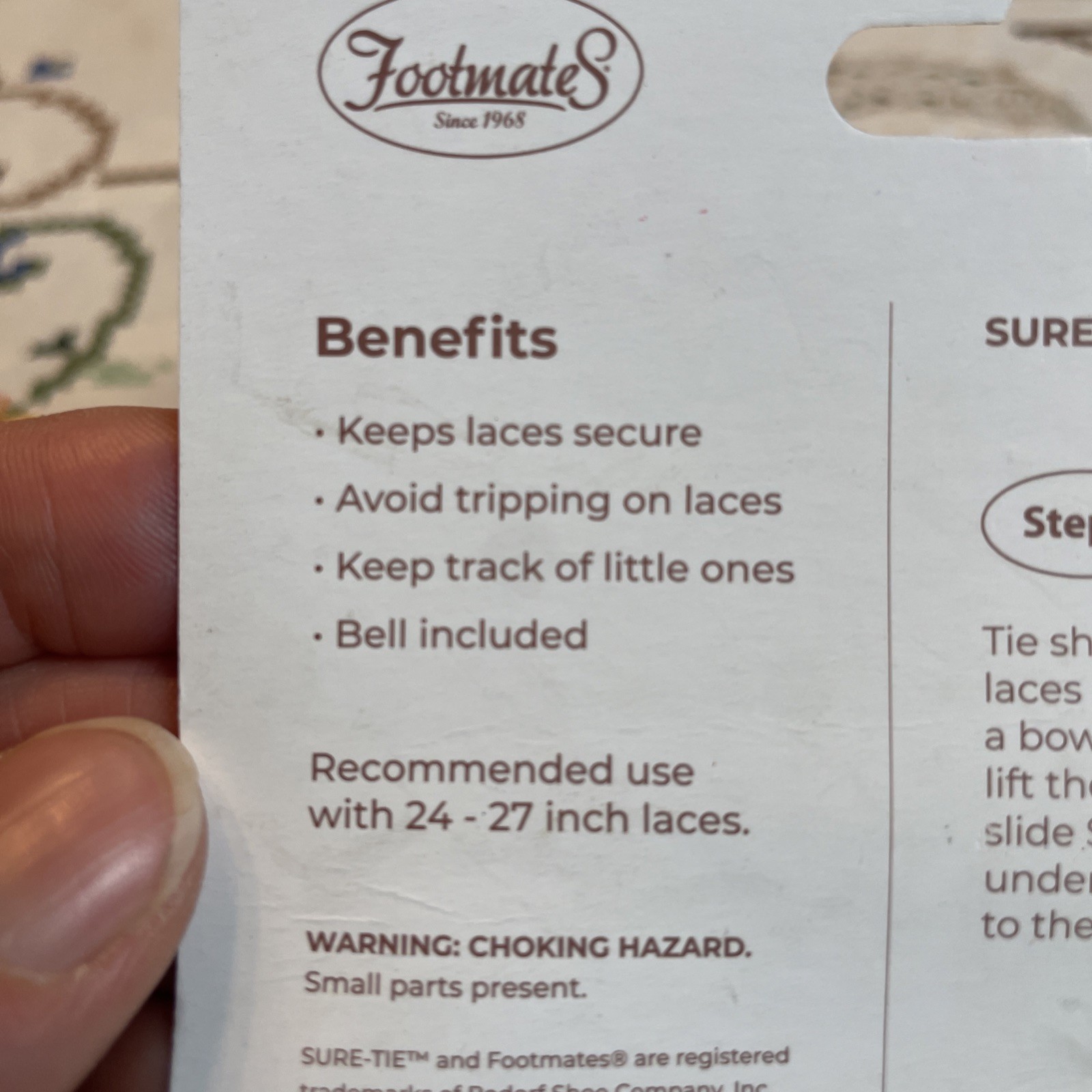 Footmates Sure-Tie Lace Holder Bell 1 Pair White