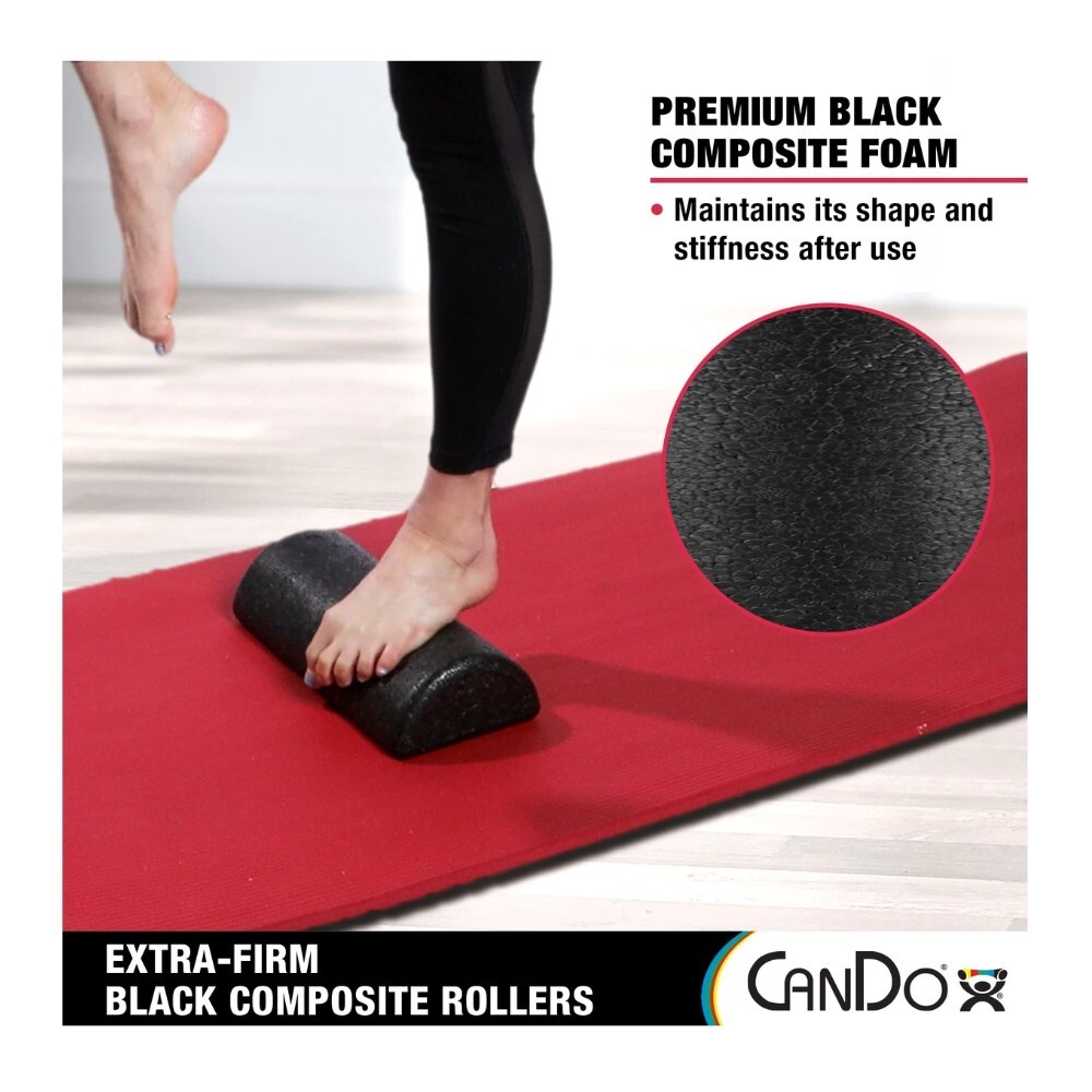 CanDo® HALF ROUND FOAM ROLLER BLACK COMPOSITE 6'' x 12'' INCH