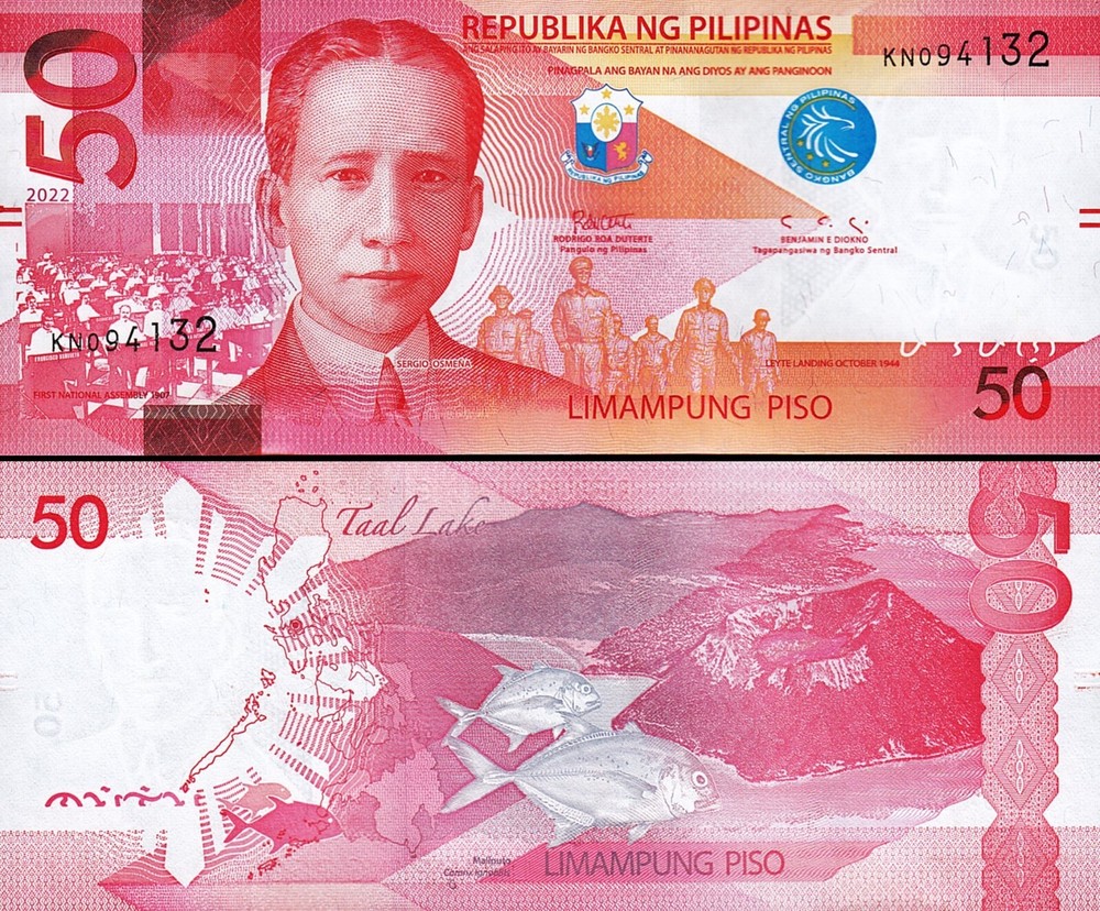 Philippines 50 Piso 2022, UNC, P-New, Prefix KN