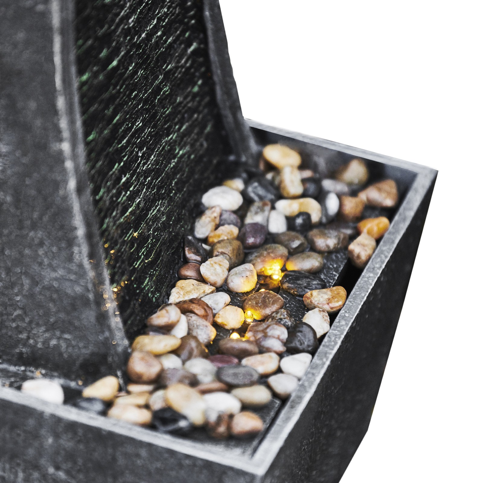 Teamson Home Modern Curved Slate Waterfall Fountain with LED