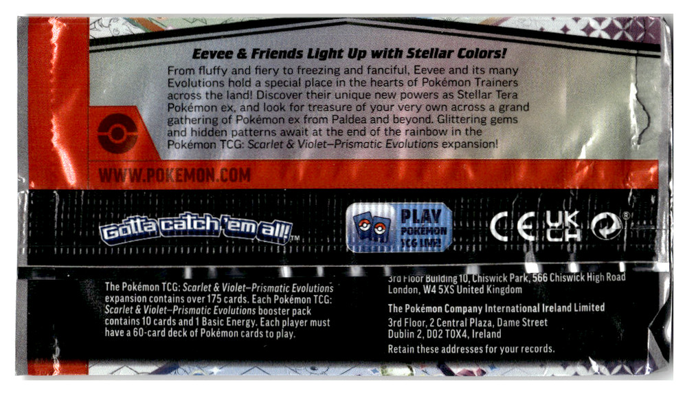 EMPTY Wrapper Pokemon Prismatic Evolution Trading Card EMPTY Art 2