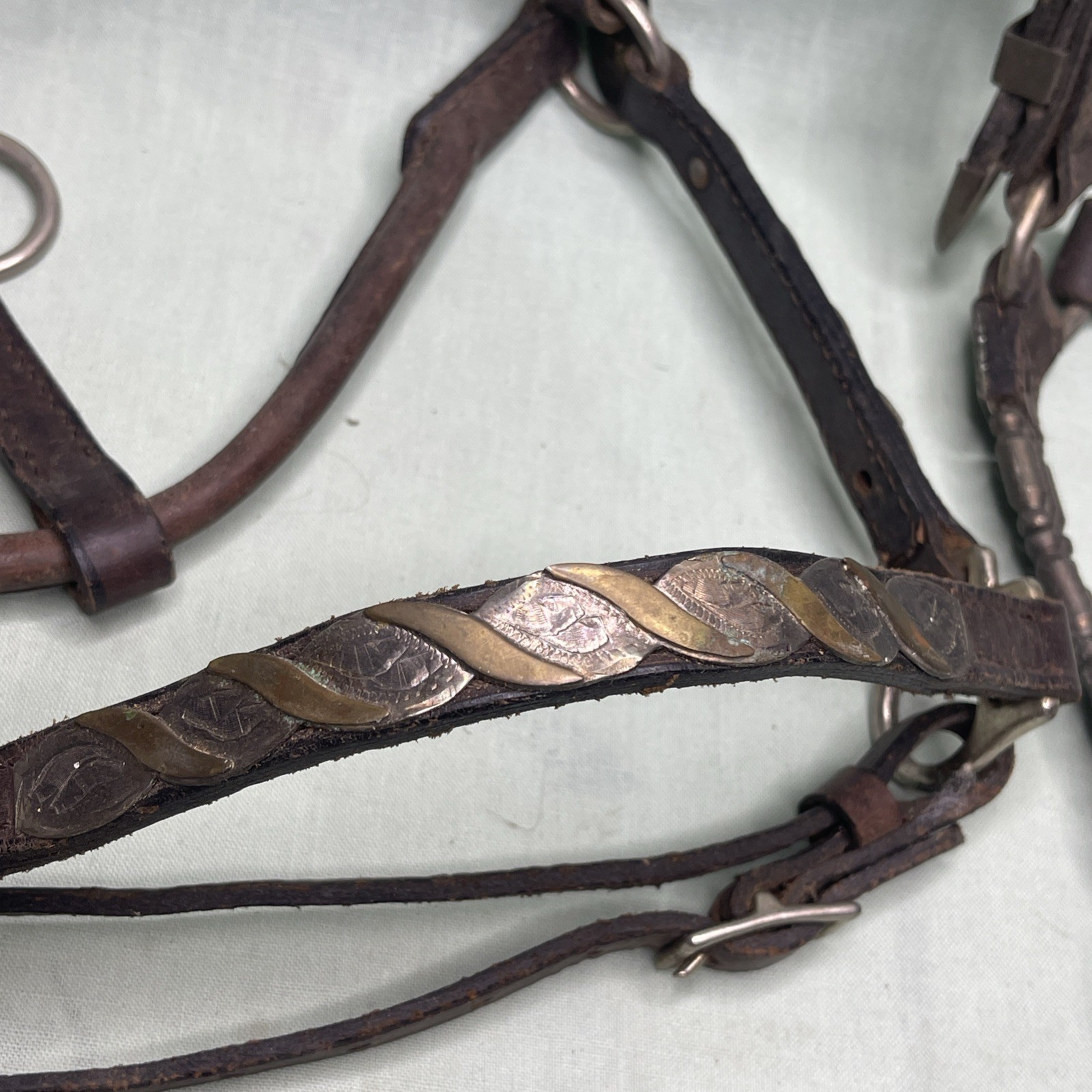 Vintage Western Silver Overlay Headstalls Lot 4 Engraved Horse Bridles Tack